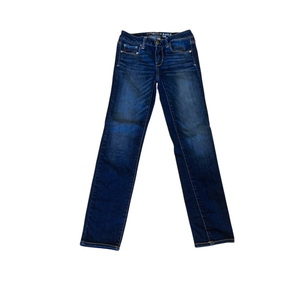AMERICAN EAGLE OUTFITTERS Women’s Dark Wash Skinny Jeans 0 short Super Stretch